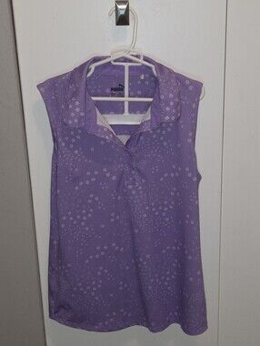 Girl Puma Lavender Sleeveless Polo Tank with Dot Print